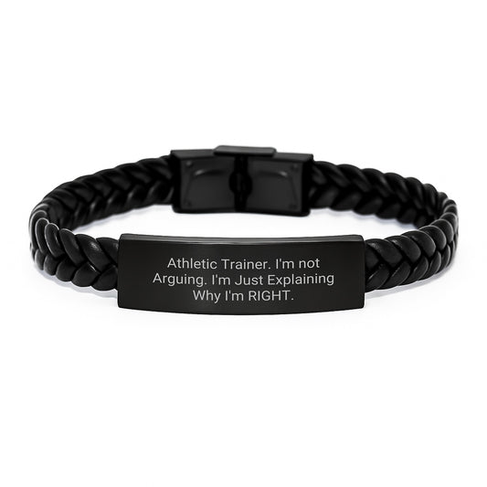 Funny Athletic Trainer Gifts from Men, Customizable Interlaced Leather Bracelet for Women Friends Coworkers Family - Graduation Unique Gifts for Him Her - Image 1