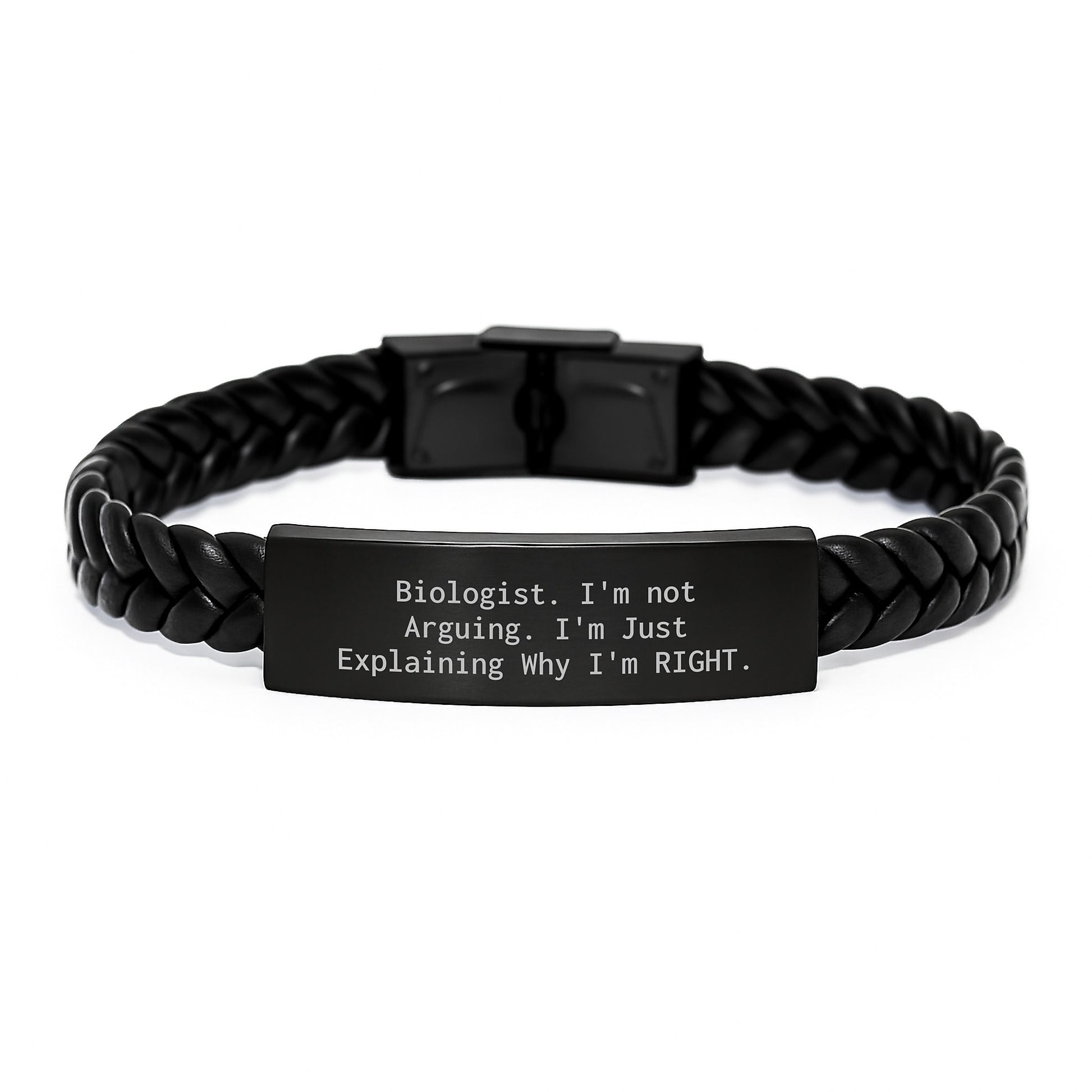 Funny Biologist Gifts, Interlaced Leather Bracelets for Graduation, 'I'm Not Arguing, I'm Just Explaining Why I'm Right' Quote, Gifts from Friends to Biologists - Image 1