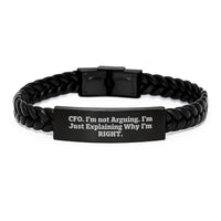 Load image into Gallery viewer, CFO Gifts from Friends - Interlaced Leather Bracelet with Funny Quote - Graduation Unique Gifts for CFO - Image 1
