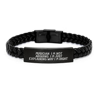 Load image into Gallery viewer, Funny Musician Gifts for Men - Interlaced Leather Bracelet, &#39;I&#39;m Not Arguing. I&#39;m Just Explaining Why I&#39;m Right.&#39; Quote, Stainless Steel and PU Leather, Graduation Unique Gifts from Friends - Image 1

