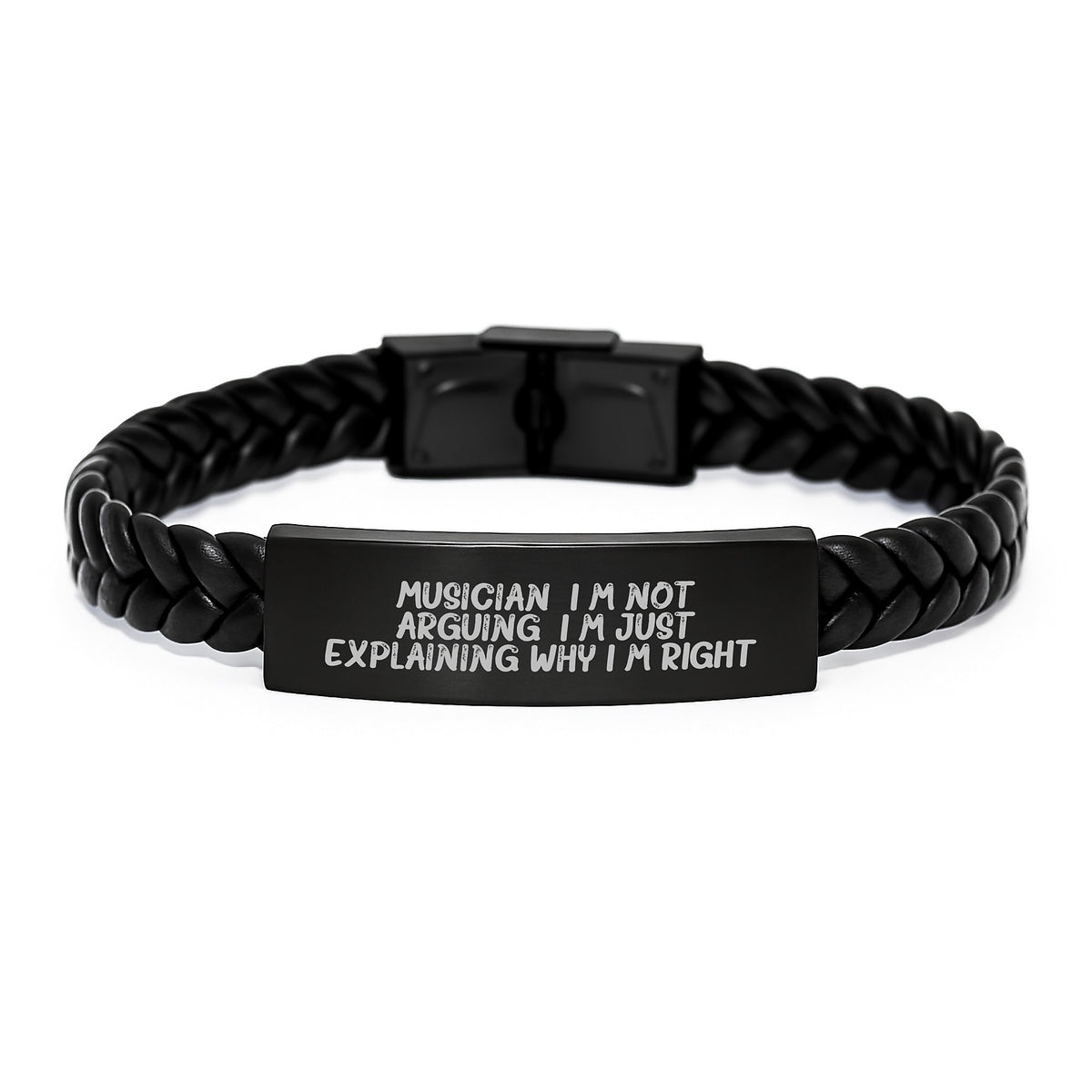Funny Musician Gifts for Men - Interlaced Leather Bracelet, 'I'm Not Arguing. I'm Just Explaining Why I'm Right.' Quote, Stainless Steel and PU Leather, Graduation Unique Gifts from Friends - Image 1