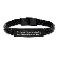 Load image into Gallery viewer, Funny Performer Gifts from Men to Men, &#39;I&#39;m Not Arguing. I&#39;m Just Explaining Why I&#39;m Right.&#39; Inspirational Interlaced Leather Bracelet for Graduation - Image 1
