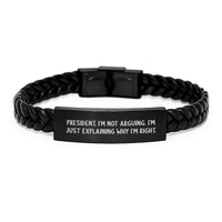 Load image into Gallery viewer, President Quotes Funny Interlaced Leather Bracelet, Gifts from Friends, Birthday Unique Presents for Him - Image 1
