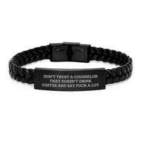 Load image into Gallery viewer, Funny Counselor Gifts from Friends - Christmas Unique Counselor Interlaced Leather Bracelets for Men - Image 1
