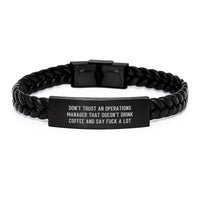 Load image into Gallery viewer, Funny Operations Manager Gifts, Interlaced Leather Bracelet for Men, Say &#39;Fk&#39; Like the Boss, Gifts from Friends and Family, Birthday Unique Operations Manager Present - Image 1
