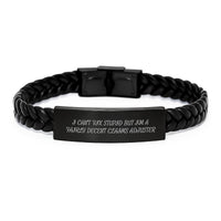 Load image into Gallery viewer, Funny Claims Adjuster Gifts, I Can&#39;t Fix Stupid But I&#39;m A Fairly Decent Interlaced Leather Bracelet for Men, Women, Coworkers, Family Graduation Unique Gifts - Image 1
