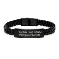 Load image into Gallery viewer, Funny Rancher Gifts from Friends for Men - Interlaced Leather Bracelet with Stainless Steel - Unique Christmas Unique Gifts - Image 1
