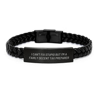 Load image into Gallery viewer, Funny Tax Preparer Gifts for Men, Christmas Unique Gifts from Friends to Coworkers, Interlaced Leather Bracelet for Tax Professionals - Image 1
