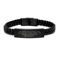 Load image into Gallery viewer, Inspirational Archeologist Gifts - Interlaced Leather Bracelet - &#39;No Matter How Difficult&#39;, Unforgettable Birthday Present from Friends or Family - Image 1
