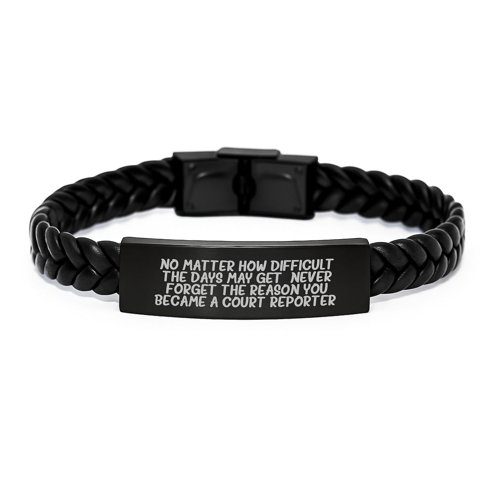 Encouraging Court Reporter Unique Gifts for Men Women Friends Family - Inspirational Court Reporter Interlaced Leather Bracelet, Stainless Steel and PU Leather, 7.87 inches - Image 1