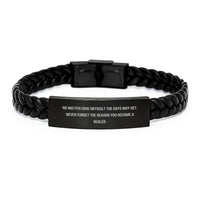 Load image into Gallery viewer, Dealer Gifts - Inspirational Quote Interlaced Leather Bracelet for Men, Women, Friends, and Family - Birthday Unique Gifts from Family and Friends, Never Forget the Reason You Became a Dealer - Image 1
