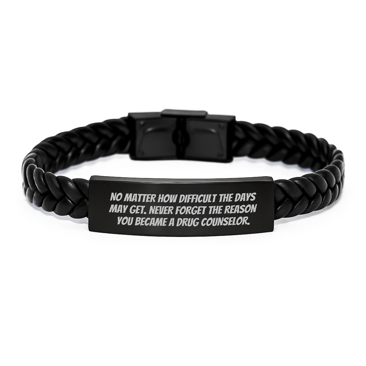 Inspirational Drug Counselor Gifts from Friends - Interlaced Leather Birthday Unique Gift for Men and Women with Quote 'No Matter How Difficult The Days May Get.' - Gifts for Drug Counselor - Image 1