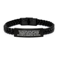 Load image into Gallery viewer, Inspirational Financial Advisor Gifts, Interlaced Leather Bracelet for Men, Women, Friends, Coworkers, Family - &#39;No Matter How Difficult The Days May Get...&#39; - Gifts from Friends, Coworkers, Family - Image 1
