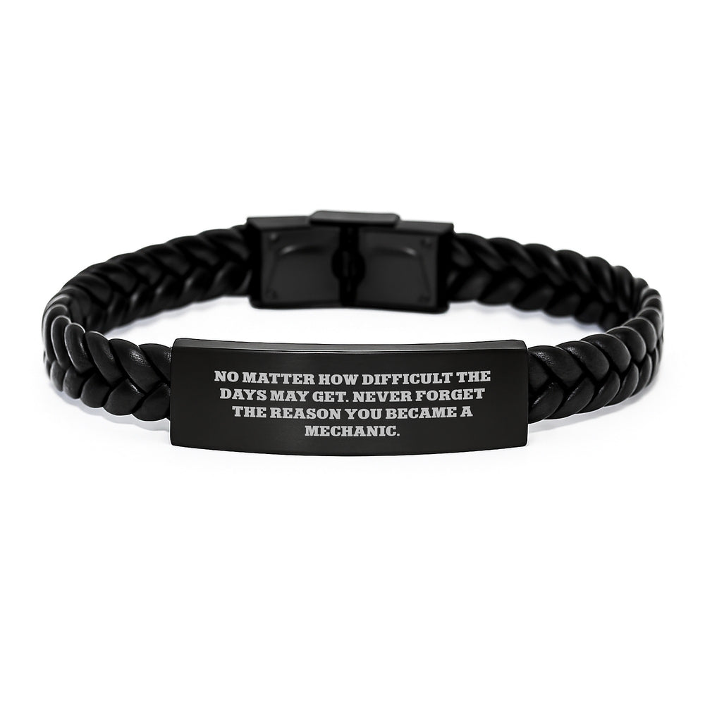Mechanic's Proud Interlaced Leather Bracelet, Inspirational Quote Gift for Men, Unique Birthday Unique Gifts from Friends or Family, Gifts for Mechanic Enthusiasts - Image 1