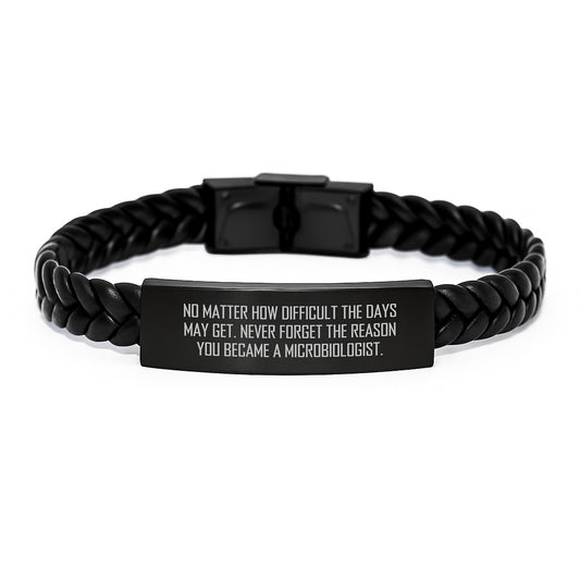 Microbiologist Gifts, Inspirational Quote Interlaced Leather Bracelet, Gifts from Friends and Family for Graduation, Unique Gifts for Men Women Coworkers and Family - Image 1