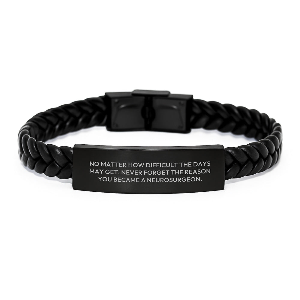 Inspirational Neurosurgeon Gifts for Graduation - Interlaced Leather Bracelet from Friends and Family, Never Forget the Reason You Became a Neurosurgeon, Unique and Durable, 7.87 inches - Image 1