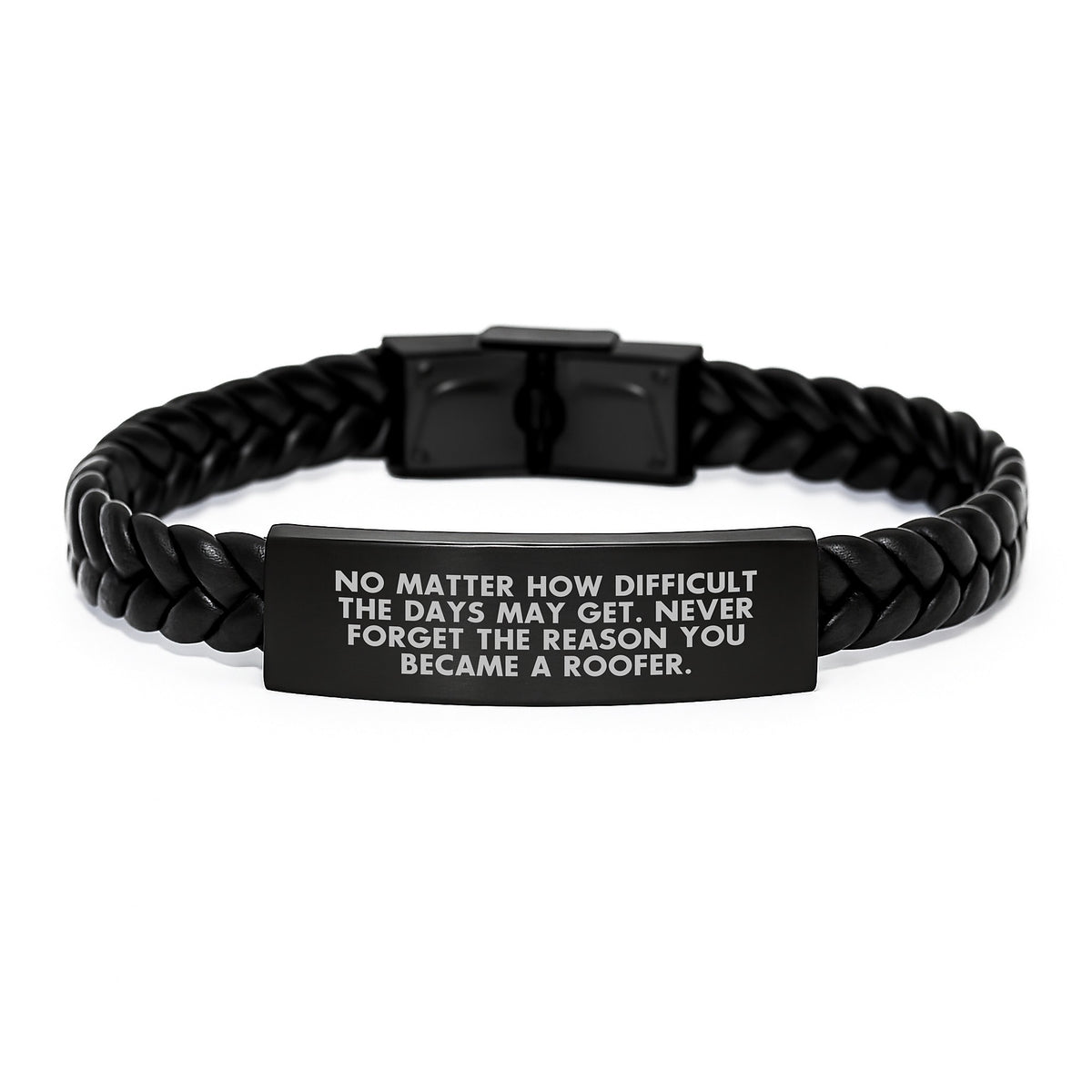 Roofer Unique Gift Ideas for Men, Inspirational Leather Interlaced Bracelets with Engraved Stainless Steel, Christmas Unique Presents for Friends, Coworkers - Image 1
