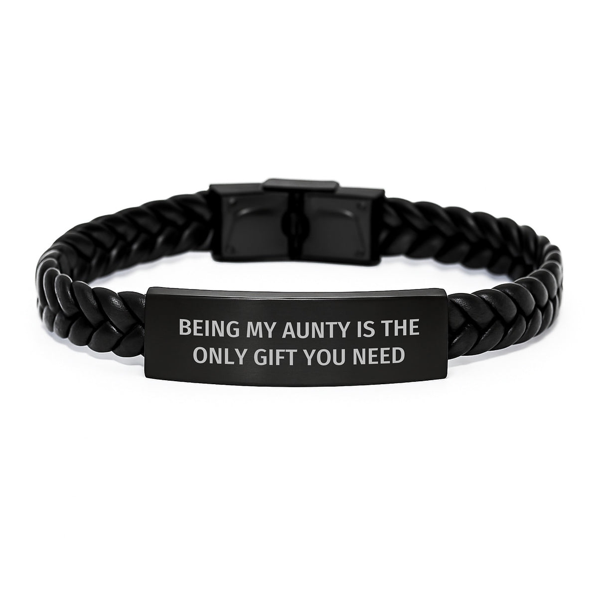 Funny Aunty Gifts, Interlaced Leather Bracelet for Women - 'Being My Aunty Is The Only Gift You Need', Gifts from Family to Aunty, Unique Christmas Unique Gifts - Image 1