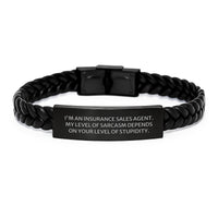 Load image into Gallery viewer, Sassy Insurance Sales Agent Gifts, Funny Interlaced Leather Bracelet for Men, Women, Friends, Coworkers, Family - Christmas Unique Presents - Image 1

