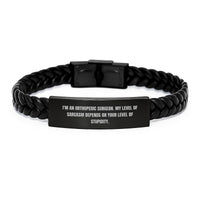 Load image into Gallery viewer, Funny Orthopedic Surgeon Gifts for Men from Family - Interlaced Leather Bracelet with Sarcasm Quote - Image 1
