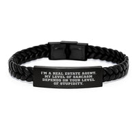 Load image into Gallery viewer, Funny Real Estate Agent Gifts, Interlaced Leather Bracelet for Men, Women, Friends, or Family - Christmas Unique Presents from Coworkers, Funny Sarcastic Quote, Real Estate Agent Appreciation - Image 1
