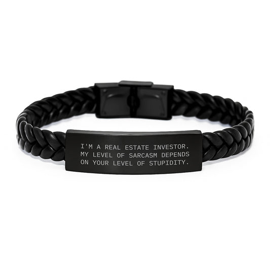 Funny Real Estate Investor Gifts for Men, Interlaced Leather Bracelet with Stainless Steel and PU Leather, Perfect Christmas Unique Presents for Friends, Family, and Coworkers - Image 1