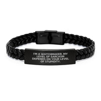 Load image into Gallery viewer, Watchmaker Gifts, Funny Quote Interlaced Leather Bracelet, Stainless Steel and PU Leather, Christmas Unique Gifts for Watchmaker Men - Gifts from Friends and Family - Image 1
