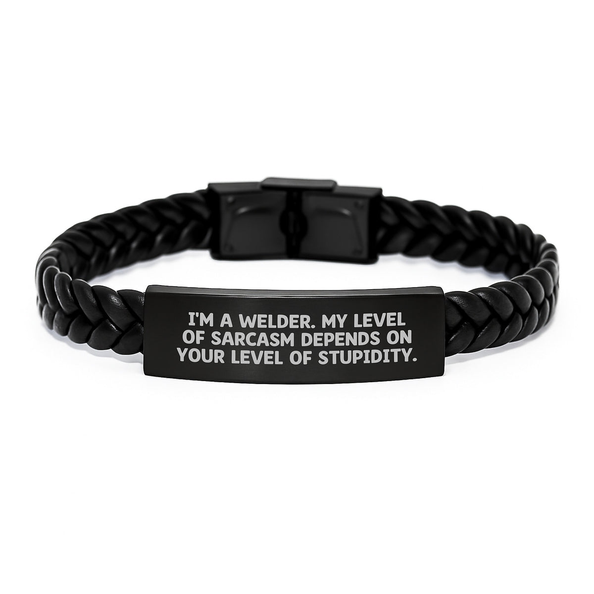 Funny Welder Gifts for Men from Friends - Interlaced Leather Bracelet with Sarcasm Quote - Christmas Unique Presents - Image 1