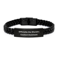 Load image into Gallery viewer, Cool Assistant Gifts for Men, Funny Interlaced Leather Bracelet with Stainless Steel and PU Leather, Officially The World&#39;s Coolest Assistant - Image 1
