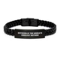 Load image into Gallery viewer, Officially The World&#39;s Coolest Author Interlaced Leather Bracelet Gifts for Men Friends Family - Funny Quote from Author, Christmas Unique Gifts from Friends to Author - Image 1
