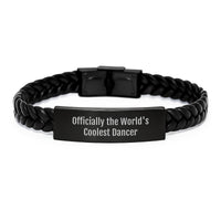 Load image into Gallery viewer, Funny Dancer Gifts, Unique Interlaced Leather Bracelet for Men, Gifts from Friends to Dancers, &#39;Officially The World&#39;s Coolest Dancer&#39; Quote - Image 1
