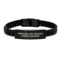 Load image into Gallery viewer, Funny Gifts from Jeweler Friends to Men Jeweler, Unique Interlaced Leather Bracelet, Officially The World&#39;s Coolest Jeweler Christmas Unique Gifts - Image 1
