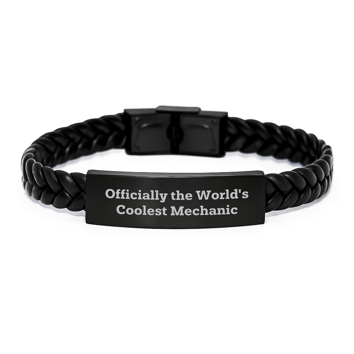 Funny Mechanic Gifts for Men - Officially The World's Coolest Mechanic Interlaced Leather Bracelet, Stainless Steel and PU Leather, Christmas Unique Gifts for Him from Friends - Image 1