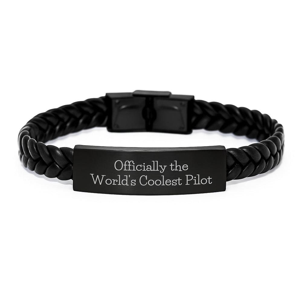 Pilot Gifts from Friends, Pilot Inspirational Leather Bracelet, Christmas Unique Pilot Interlaced Leather Bracelets - Image 1