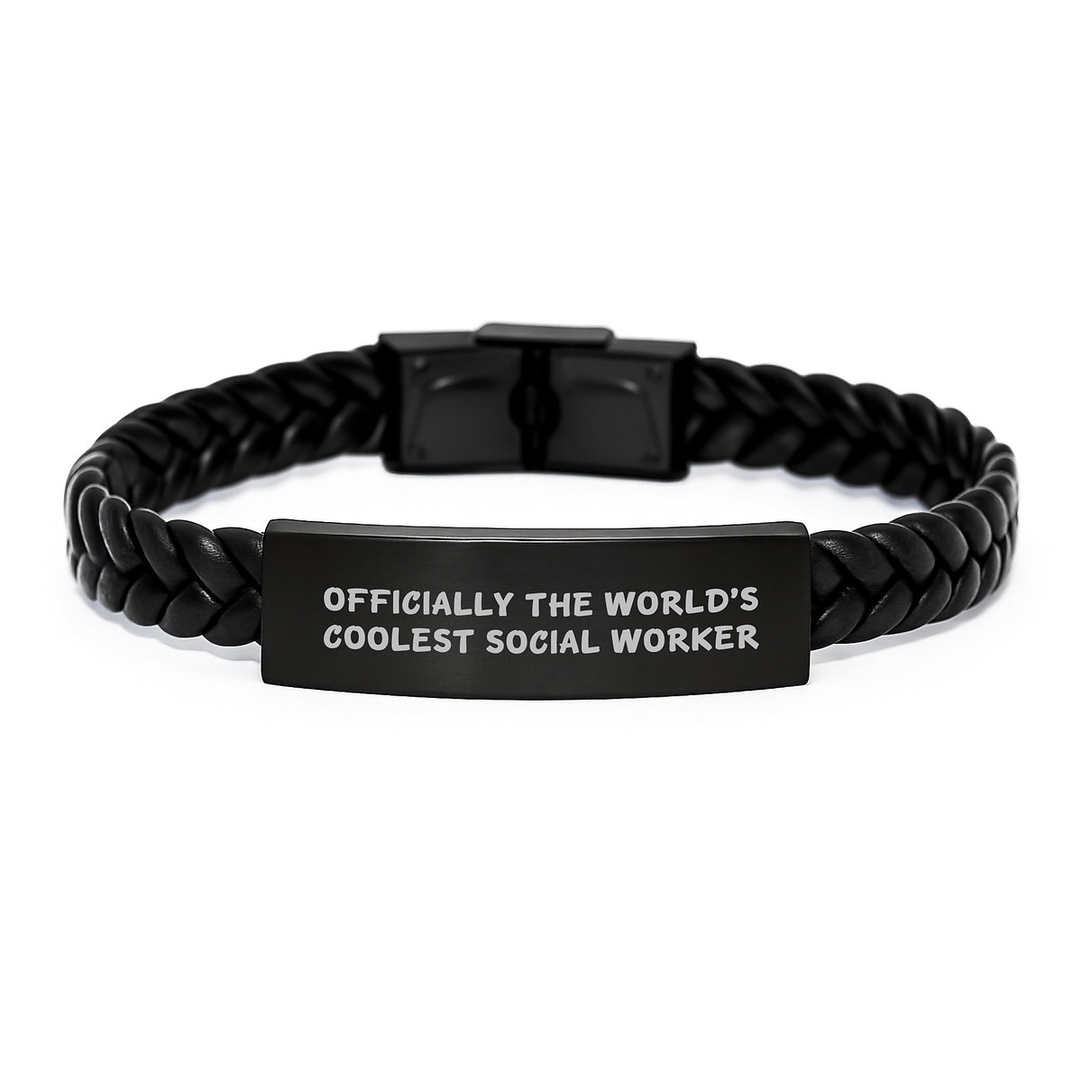 Unique Social Worker Gifts from Friends, Coolest Interlaced Leather Bracelet for Men or Women, Officially The World's Coolest - Image 1