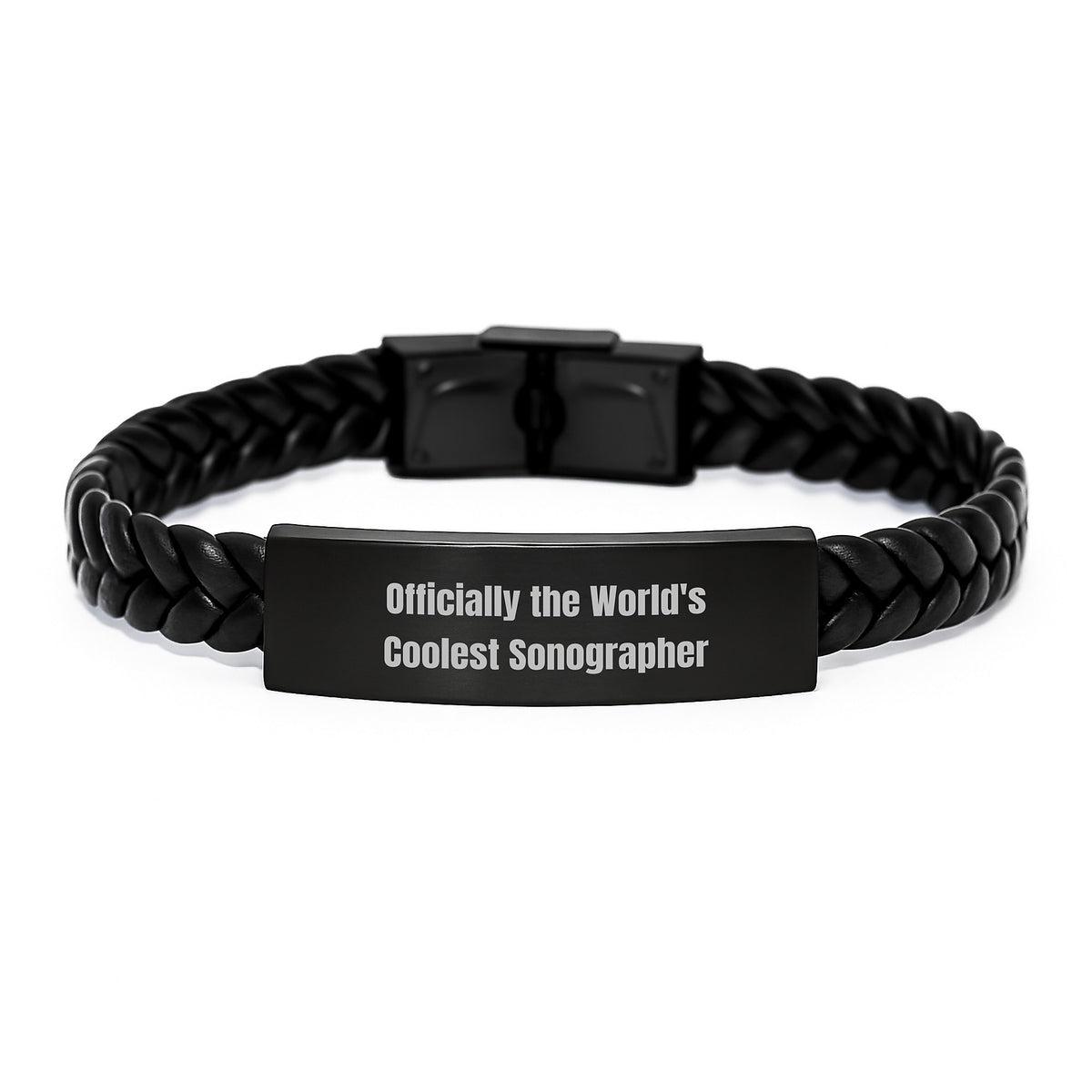 Funny Sonographer Gifts for Men, World's Coolest Sonographer Interlaced Leather Bracelet - Christmas Unique Gifts from Friends to Family - Image 1