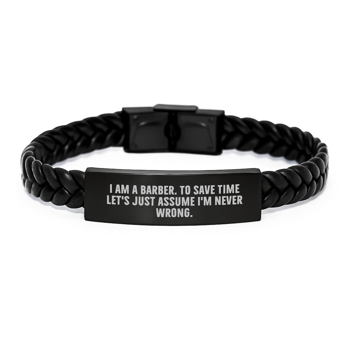 Funny Barber Gifts for Men, Interlaced Leather Bracelet with Stainless Steel, Christmas Unique Presents from Friends to Family - Image 1