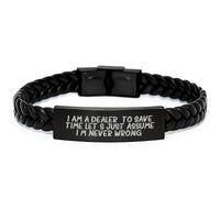 Load image into Gallery viewer, Sarcastic Dealer Gifts Funny Interlaced Leather Bracelet for Men, Christmas Unique Gifts from Friends, Coworkers, Family - Image 1
