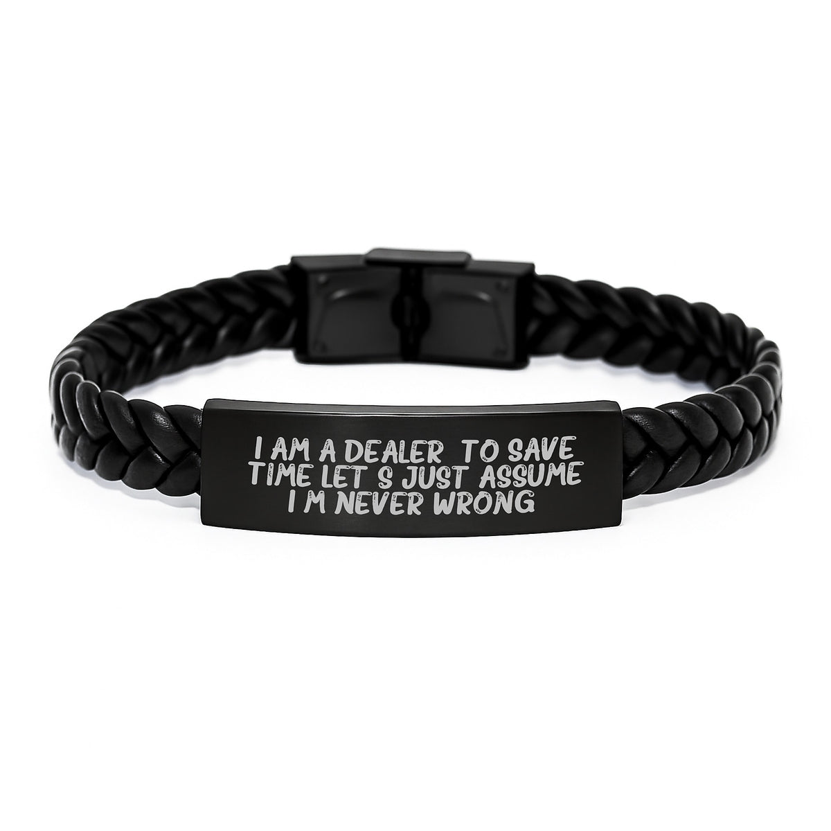 Sarcastic Dealer Gifts Funny Interlaced Leather Bracelet for Men, Christmas Unique Gifts from Friends, Coworkers, Family - Image 1