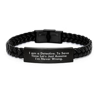 Load image into Gallery viewer, Funny Detective Quote Interlaced Leather Bracelet Gifts for Men from Friends - Christmas Unique Presents - Image 1
