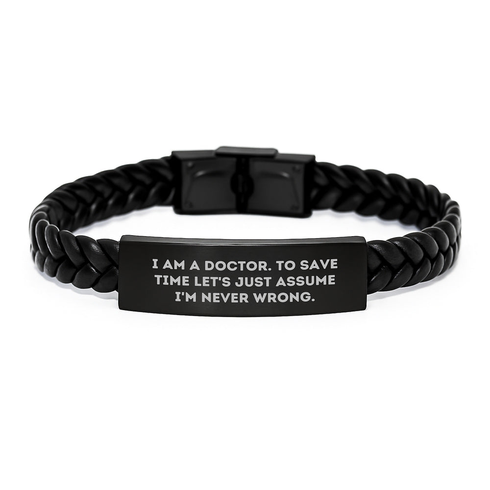 Funny Inspirational Doctor Gifts from Men to Men Unique Christmas Unique Gifts for Doctors with Interlaced Leather Bracelet - Image 1