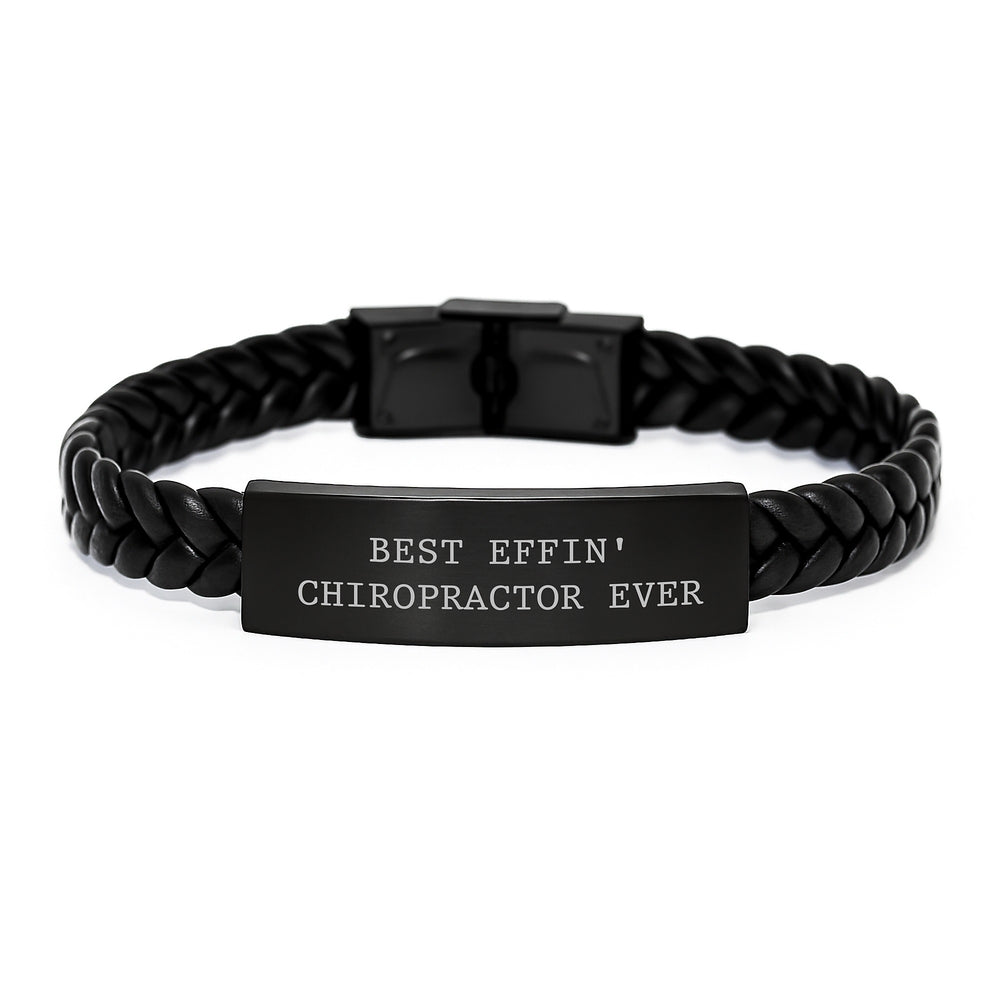 Funny Chiropractor Gifts for Christmas, Best Effin' Chiropractor Ever Interlaced Leather Bracelet for Men Friends Family from - Image 1