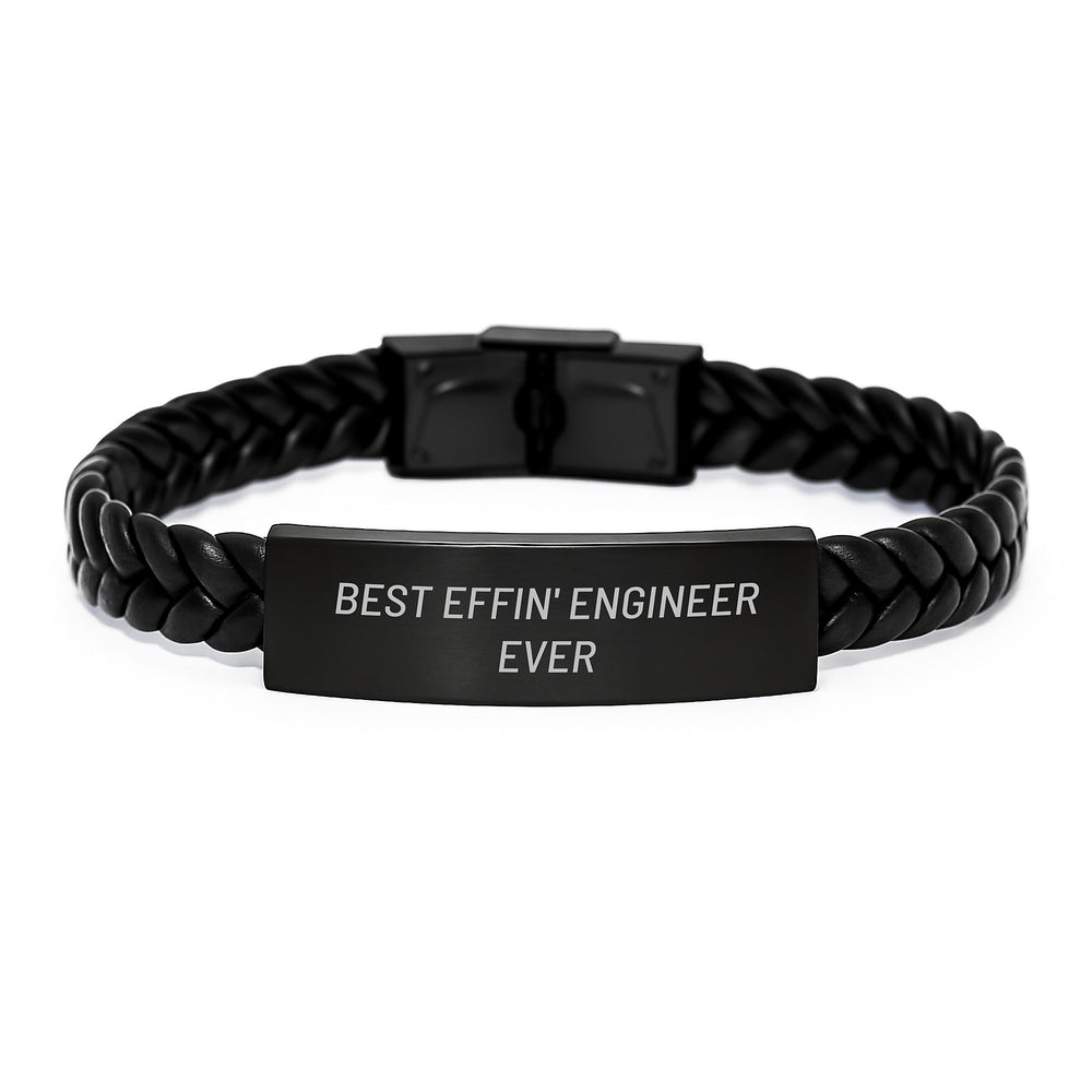 Engineer Gifts from Men, Funny Engineer Interlaced Leather Bracelet Christmas Unique Gifts for Best Effin' Engineer Ever - Image 1