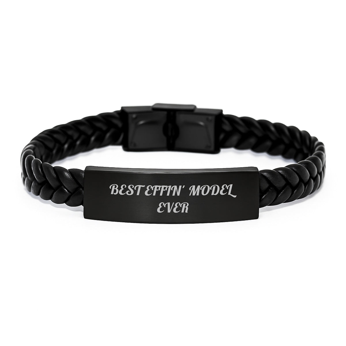 Funny Model Gifts, Interlaced Leather Bracelets for Men, Best Effin' Model Ever Quote, Christmas Unique Gifts from Friends to Model Enthusiasts - Image 1