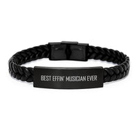 Load image into Gallery viewer, Funny Musician Gifts for Men, Best Effin&#39; Musician Ever Quote Interlaced Leather Bracelet, Christmas Unique Presents from Friends - Image 1
