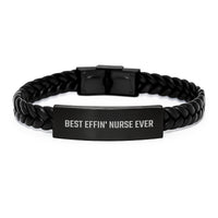 Load image into Gallery viewer, Funny Nurse Gifts for Men, Funny Interlaced Leather Bracelet - Best Effin&#39; Nurse Ever Christmas Unique Gifts for Nurse Friends and Family - Image 1
