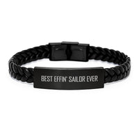 Load image into Gallery viewer, Funny Sailor Gifts - Best Effin' Sailor Ever Interlaced Leather Bracelet Men Gifts from Dad for Christmas - Image 1
