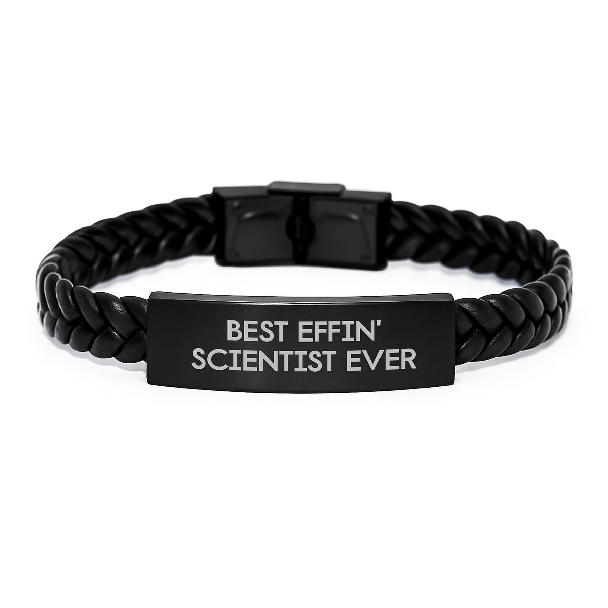 Funny Scientist Gifts from Men, Best Effin' Scientist Ever Interlaced Leather Bracelet, Christmas Unique Presents for Scientist Friends - Image 1