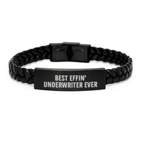 Load image into Gallery viewer, Funny Underwriter Gifts from Friends to Underwriter, Best Effin&#39; Underwriter Ever Interlaced Leather Bracelet, Christmas Unique Gifts for Men or Women - Image 1
