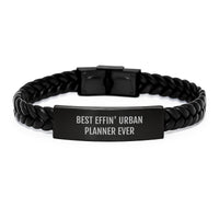 Load image into Gallery viewer, Funny Christmas Unique Gifts for Urban Planner - Best Effin&#39; Interlaced Leather Bracelets for Men, Women, Friends, or Coworkers - Unique Urban Planner Accessories - Image 1

